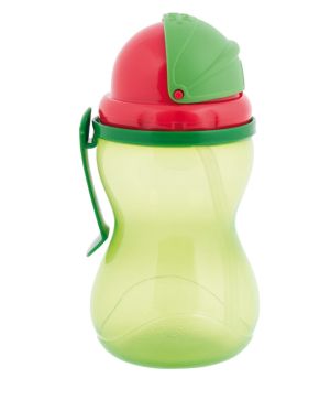 Спортно нетечащо шише с мека сламка Canpol babies, зелено, 370 мл, 12м+