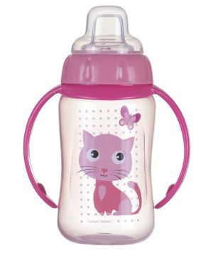 Преходна чаша със силиконов накрайник Canpol babies, Cute Animals, розова, 320 мл, 6м+